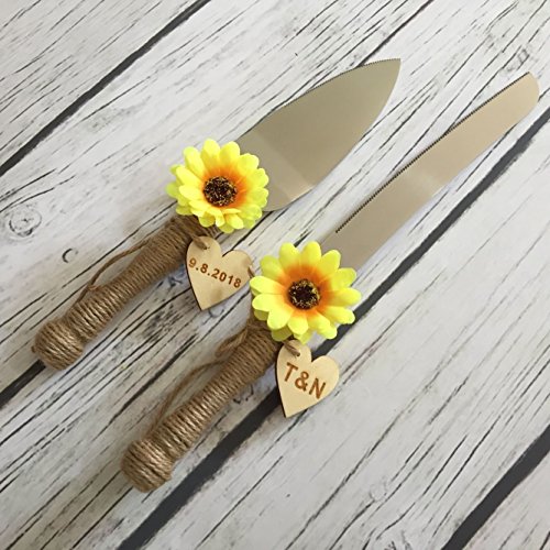 image for rainluckyrain Personalized Wedding Cake Serving Set, Wedding Cake Cutt