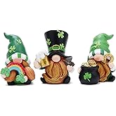 Hodao 3 PCS St Patricks Day Gnome Decoration Beard Elf for Home Table Ornament Decor Dwarf Figurines for St. Patricks Day Gifts Green Irish Handmade Gnome Decor
