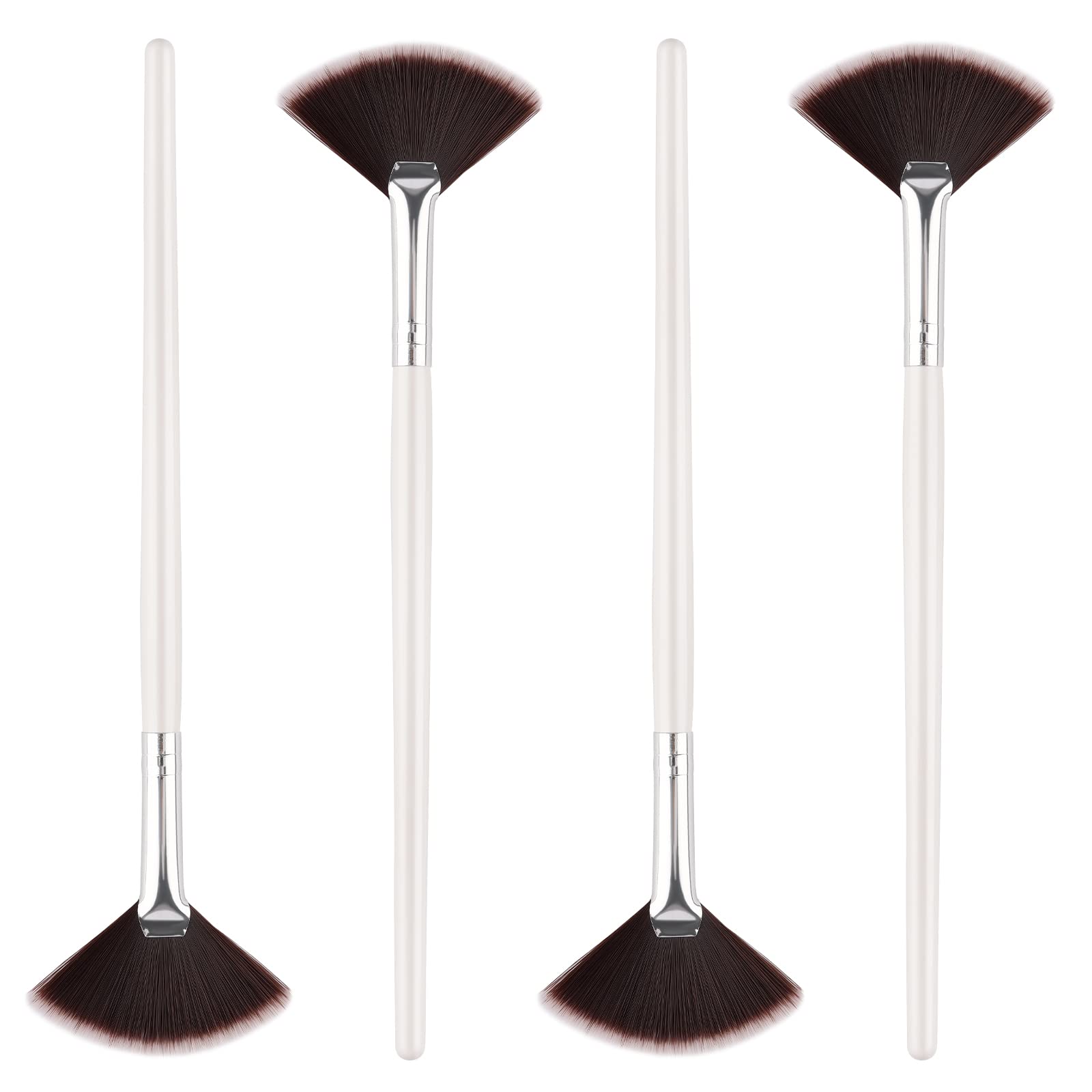 SAVITA 4Pcs Fan Brushes Fan Mask Brush Soft Facial Brushes Tools Facial Mask Applicator Brush Face Mask Brushes Makeup Brushes for Peel, Sleeping Mask, Mud Mask Makeup(Gradient Brown)