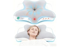 Memory Foam Pillow, Cervical Neck Pillow for Pain Relief & Sleeping, 2 in 1 Ergonomic Contour Orthopedic Pillow for Neck Pain