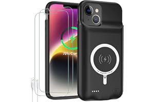 JBUBN Battery Case for iPhone 14, Upgraded10000mAh High Capacity Rechargeable Portable Protective Extended Charger Case Wireless Charging Compatible with iPhone 14 (6.1 inch) Charging Cover& Carplay (Black)