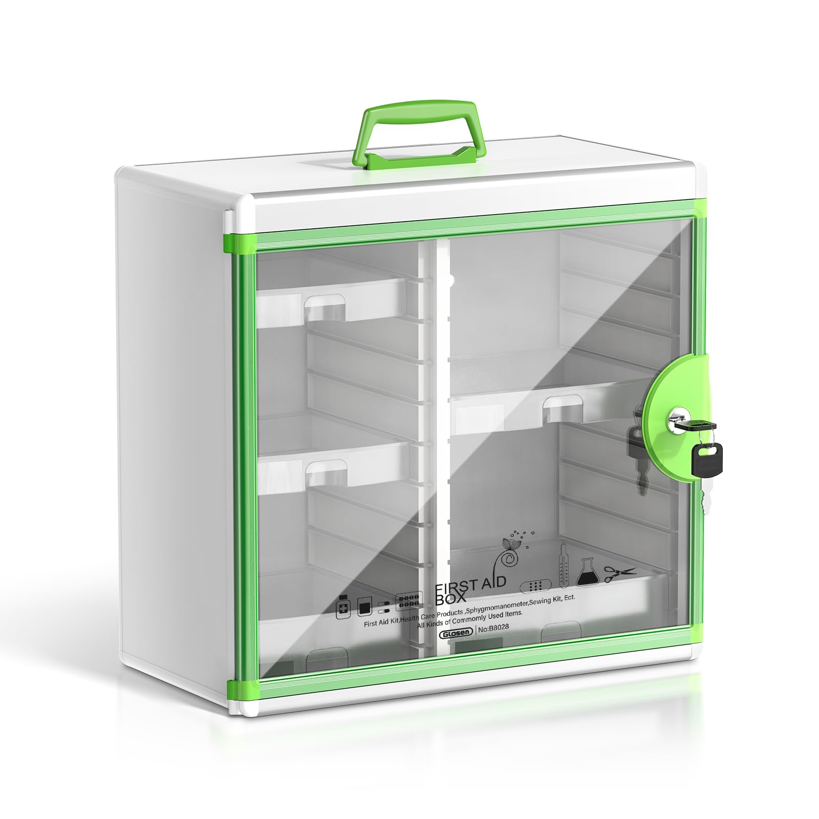 Photo 1 of Glosen Medicine Cabinet Locking Medicine Cabinet Wall Mounted? Green 13.6 x 13.4 x 6.5 Inch ? Portable Storage Container Big Capacity