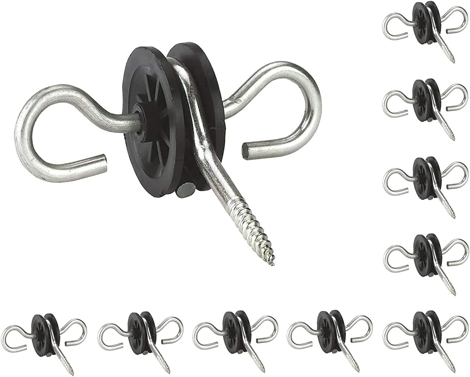 KATSU Electric Fence Gate Handle Insulators 10X Pack, Galvanised Heavy Duty Double Hook Gate Handle Insulators, Field Guardian Fencing Pasture Gates Accessories 667102