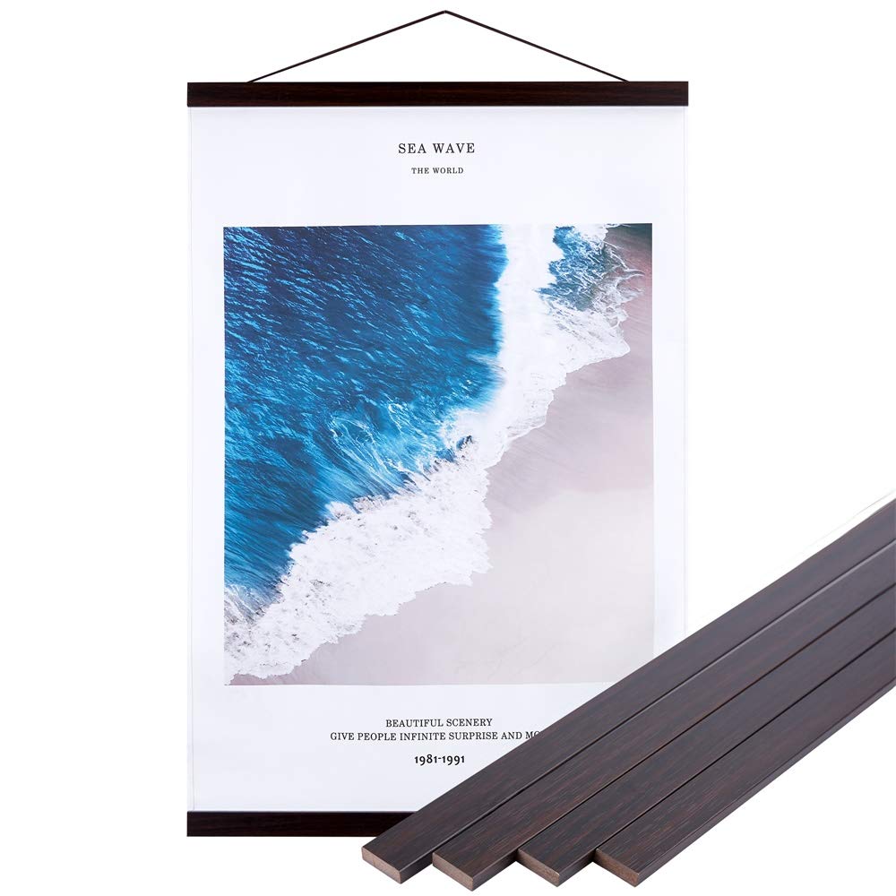 Benjia Magnetic Poster Rail, B0 Magnetic Poster Frame, Wooden Poster Strip, Poster Hanger for Prints and Artwork, Walnut, 101.6 cm — image 1