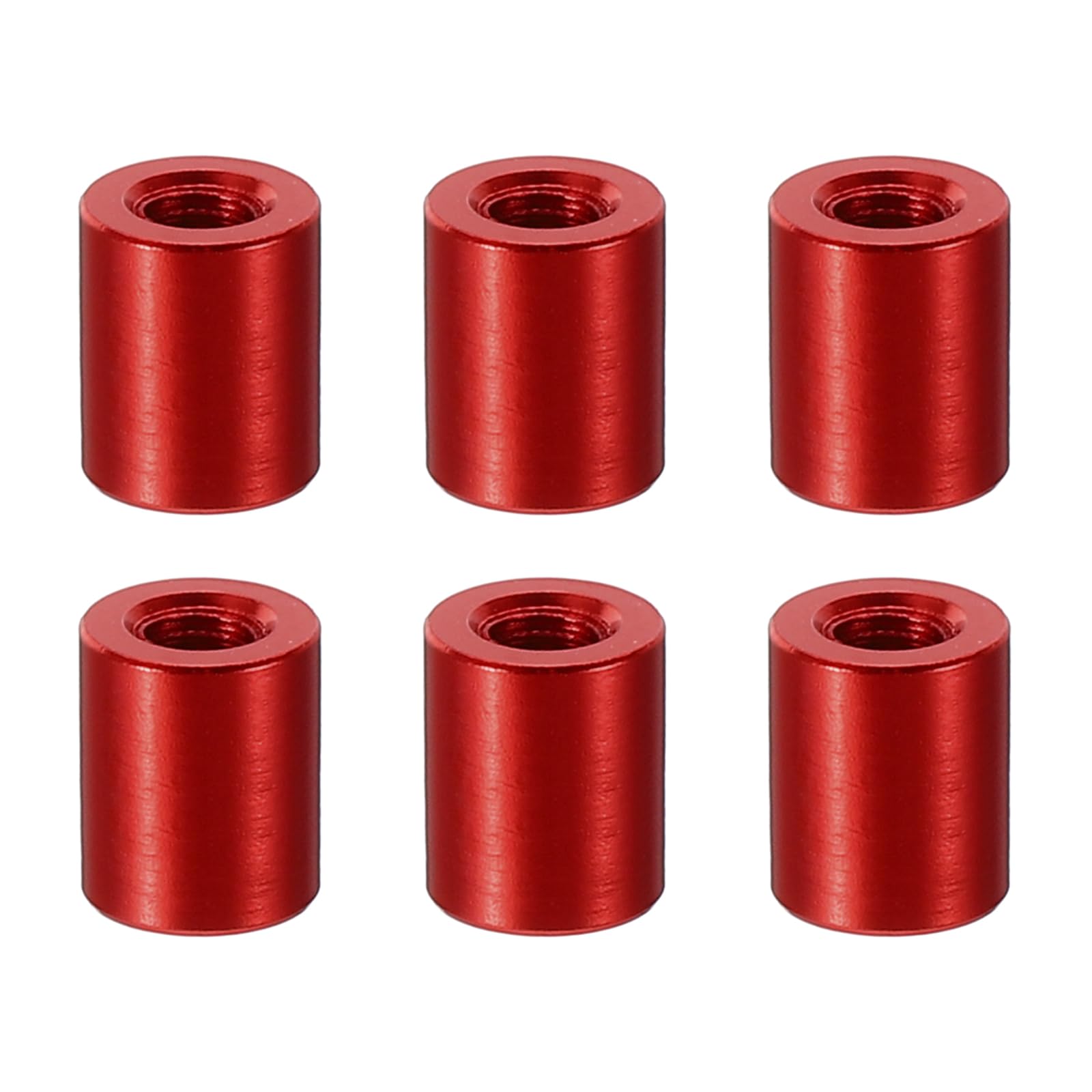 PATIKIL 12pcs M3 Metal Threaded Standoff Spacer Nuts, Round Aluminum Spacers Female Coupling Screws, 1/8" ID x 1/4" OD, Red 3x6x8mm — image 1