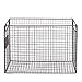 MyGift Chicken Wire Brown Metal Magazine Holder Basket with Handles, Office Shelf Document Folder and File Organizer Rack with Label Holder