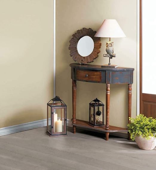 Amazon Com Vintage Look Wood Half Moon Hall Table With Drawer And