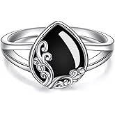POPLYKE Filigree Band Ring Sterling Silver Gemstone Stones Engagement Ring Jewelry Gift for Women Mom Wife