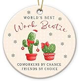 Work Bestie Christmas Ornament 2025 - Coworker Ornaments, Work Besties Gifts for Women, Best Friend Christmas Ornament - Ceramic Ornament Appreciation Gifts for Coworkers, Colleagues