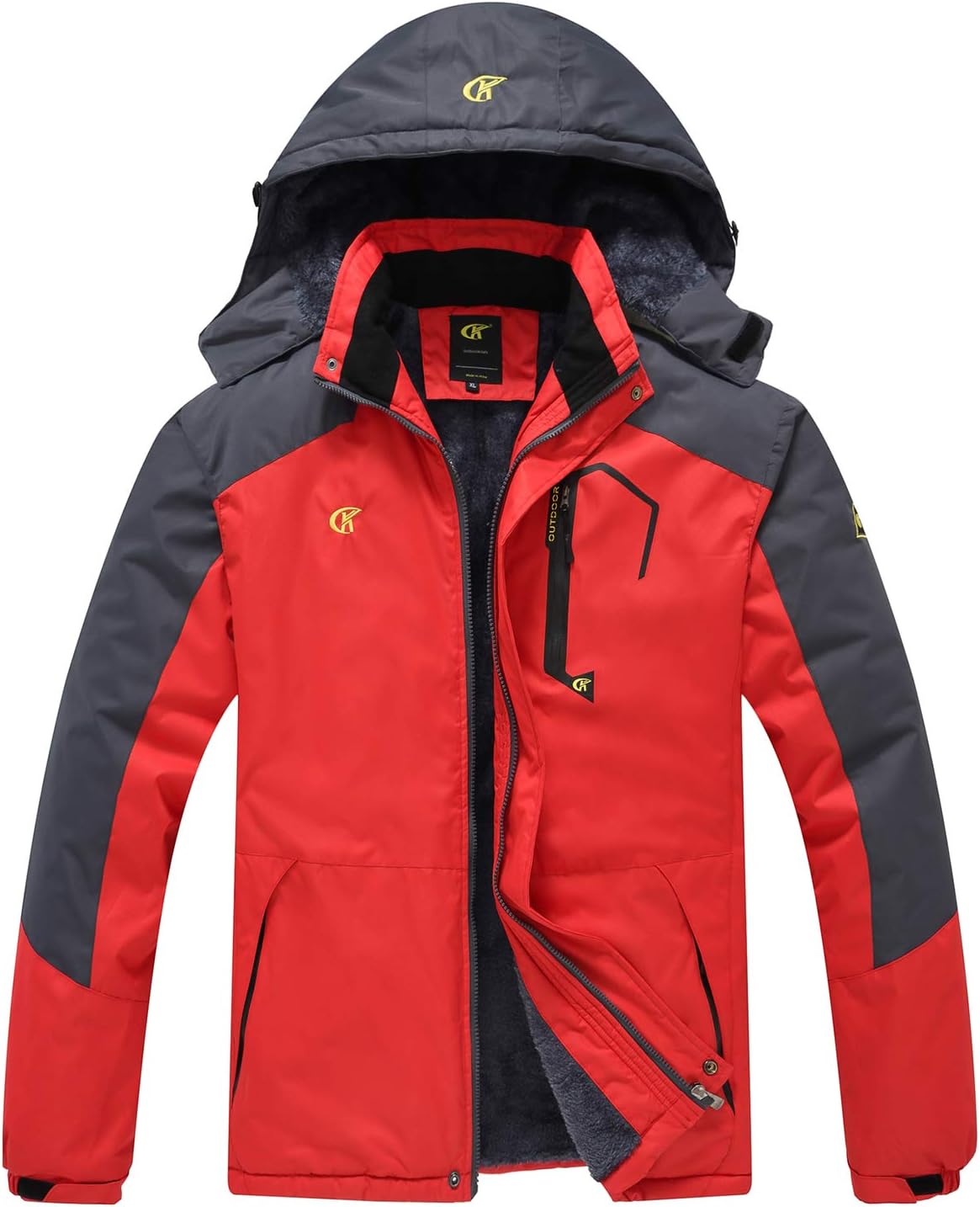 QPNGRP Mens Waterproof Fleece Ski Jacket Windproof Winter Snow Coat