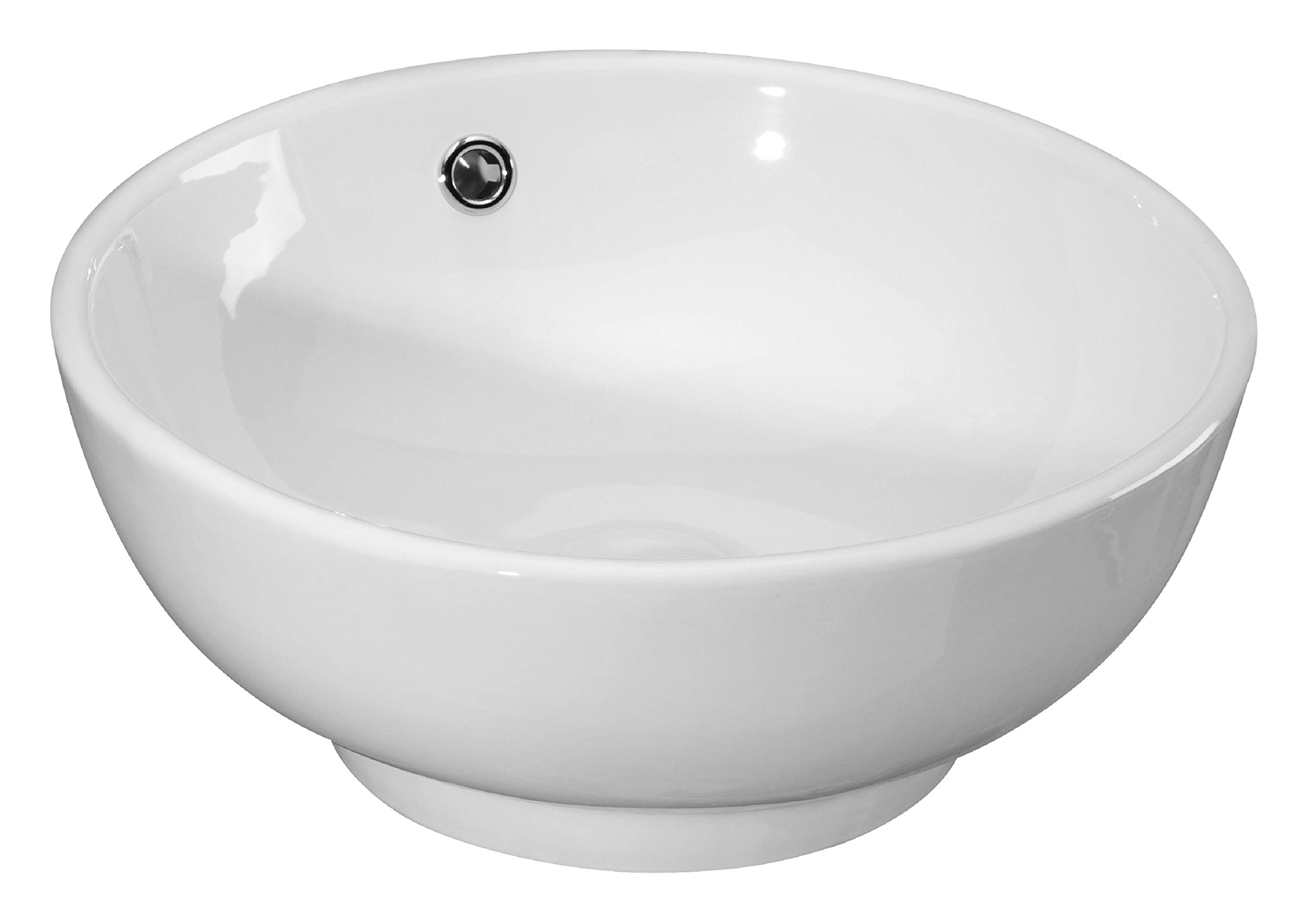 Nuie NBV124 Modern Round Bathroom Counter Top Basin Sink, White, 420 mm