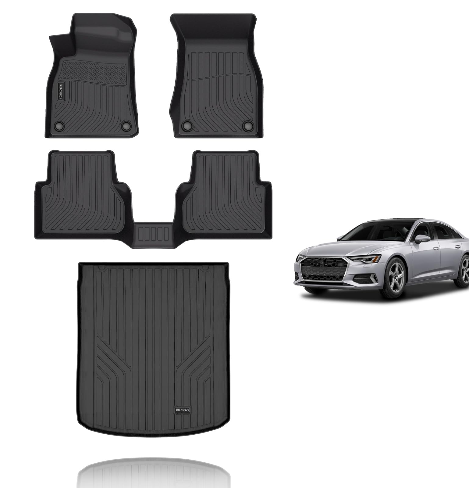 Photo 1 of ***Parts only***

KELCSEECS Floor Mats & Cargo Liner Custom for Audi A6 (Not for A6 Allroad Models) 2019-2024 2025,All Weather Protection TPE Floor Liners Front Row and Second Row