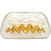 louceko Metal Handle Handbag Detachable Chain Crossbody Shoulder Evening Bag Clutch Purse for Women Formal Wedding Party Prom