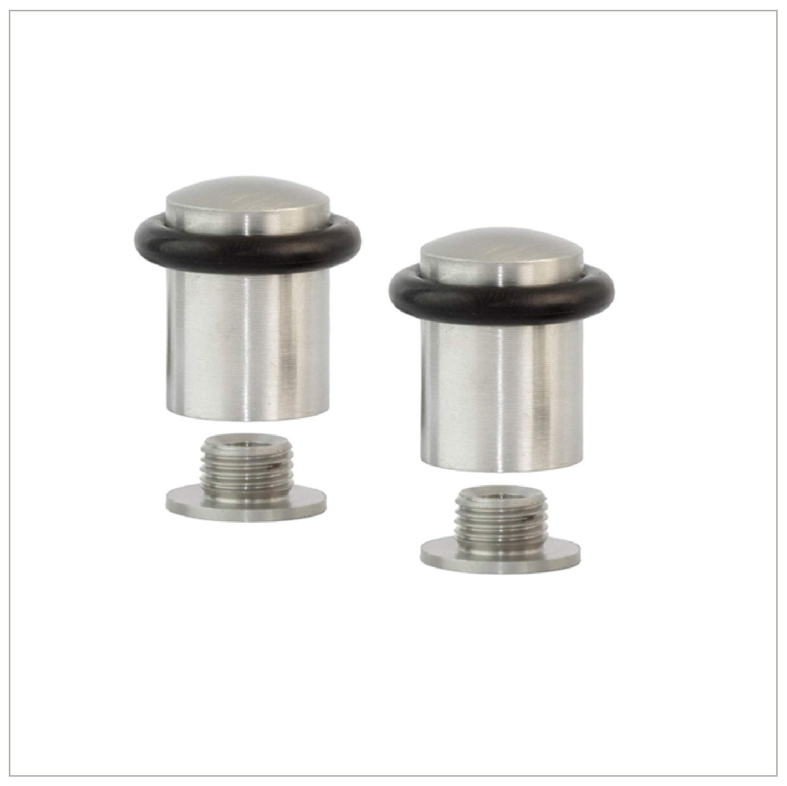 EVI Herrajes | Pack of 2 Screwed Door Stops | Ø20x29mm | Floor Mounted | Stainless Steel | Natural Silicone Protection | Includes Screw + Fastening Plug | Model I-159
