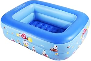 Inflatable Kiddie Pool, 45" × 33" × 14" Kids Pool for Indoor or Outdoor, Summer Fun Kids Swimming Pool, Inflatable Bathtub wi
