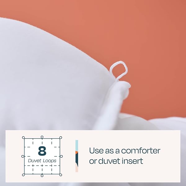 LINENSPA WHITE DOWN ALTERNATIVE COMFORTER AND DUVET INSERT – ALL-SEASON COMFORTER WITH BOX STITCH AND 8 DUVET LOOPS – BEDDING FOR KIDS, TEENS, AND ADULTS – QUEEN
