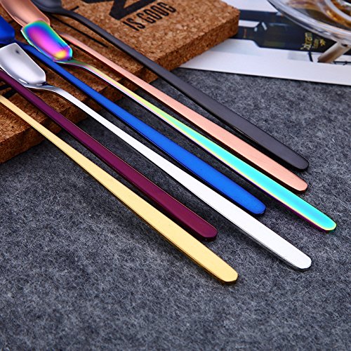 image for ZTTONE Spoon,Colorful Spoon Long Handle Spoons Flatware Coffee Drinkin
