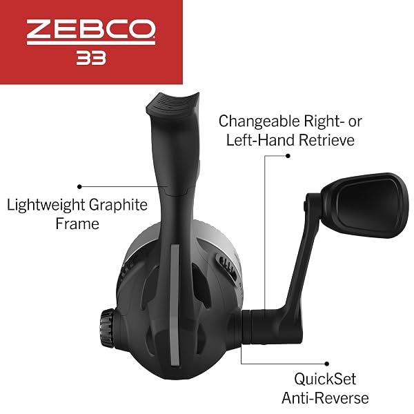 ZEBCO 33 MICRO TRIGGER SPINCAST FISHING REEL, SIZE 10 REEL, RIGHT OR LEFT-HAND RETRIEVE, PRE-SPOOLED WITH 4-POUND ZEBCO CAJUN LINE, SILVER/BLACK