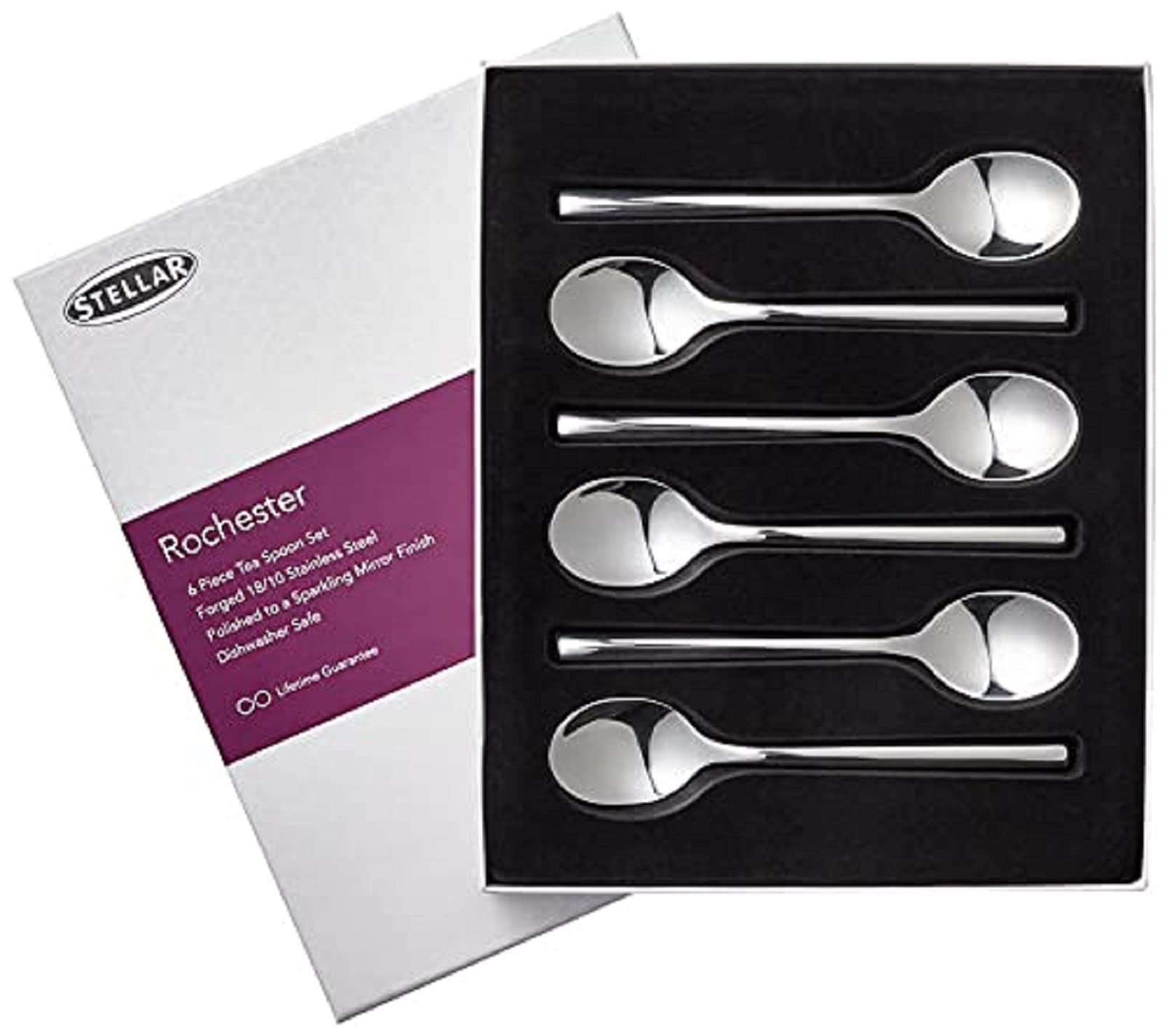 Stellar Rochester Set of 6 Stainless Steel Teaspoons in Gift Box
