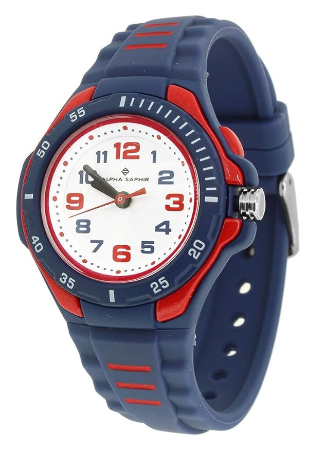 Alpha Saphir 393F Kinderuhr analog Uhr blau Armbanduhr Kunststoff Quarzuhr 35037