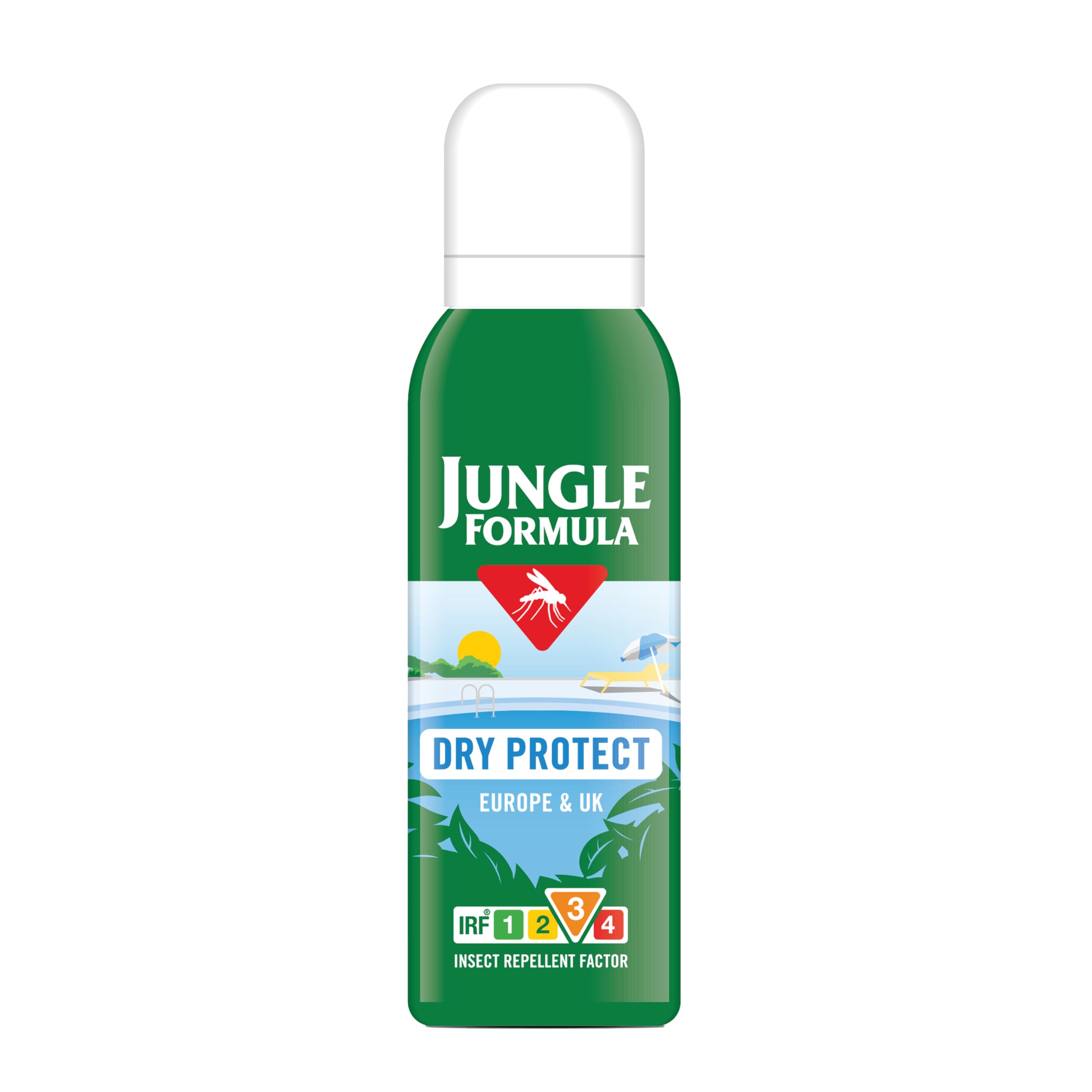 Jungle Formula Dry Protect Insect Repellent (125ml Aerosol) - DEET Free Mosquito, Midge & Biting Insect Repellent - Up to 6 Hours Protection from Bites - Non Greasy, Lightly Fragranced Bug Spray