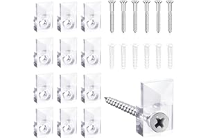 Runkai 30 Sets of Mirror Holder Clips Kit, Crystal Clear Plastic Mirror Clip, Mirror Glass Retainer Holder Clips Kit, Mirror 