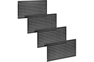 NectaCol 4 Packs 24"x12" Pegboard Wall Organizer, Metal Pegboard Panels Tool Organizer, Pegboard Storage System for Shop, Workbench, Black Metal Peg Boards for Walls