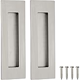 Malimali 6 Inch Recessed Pocket Door Pull Sliding Door Handle Hardware | Brushed Stainless Steel Finger Flush Pulls for Sliding Closet Door/Barn Door, Pocket Door Hardware, Rectangular, 2 Pack