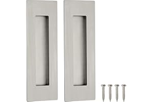 Malimali 6 Inch Recessed Finger Flush Pulls for Pocket and Sliding Barn Doors, Brushed Stainless Steel Rectangular Door Pulls