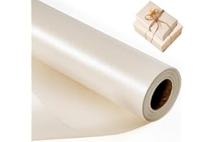 Off White Wrapping Paper Roll, Reversible Pearly-Lustre Gift Wrap Paper Perfect for Wedding, Valentine's Day, Birthday, Chris