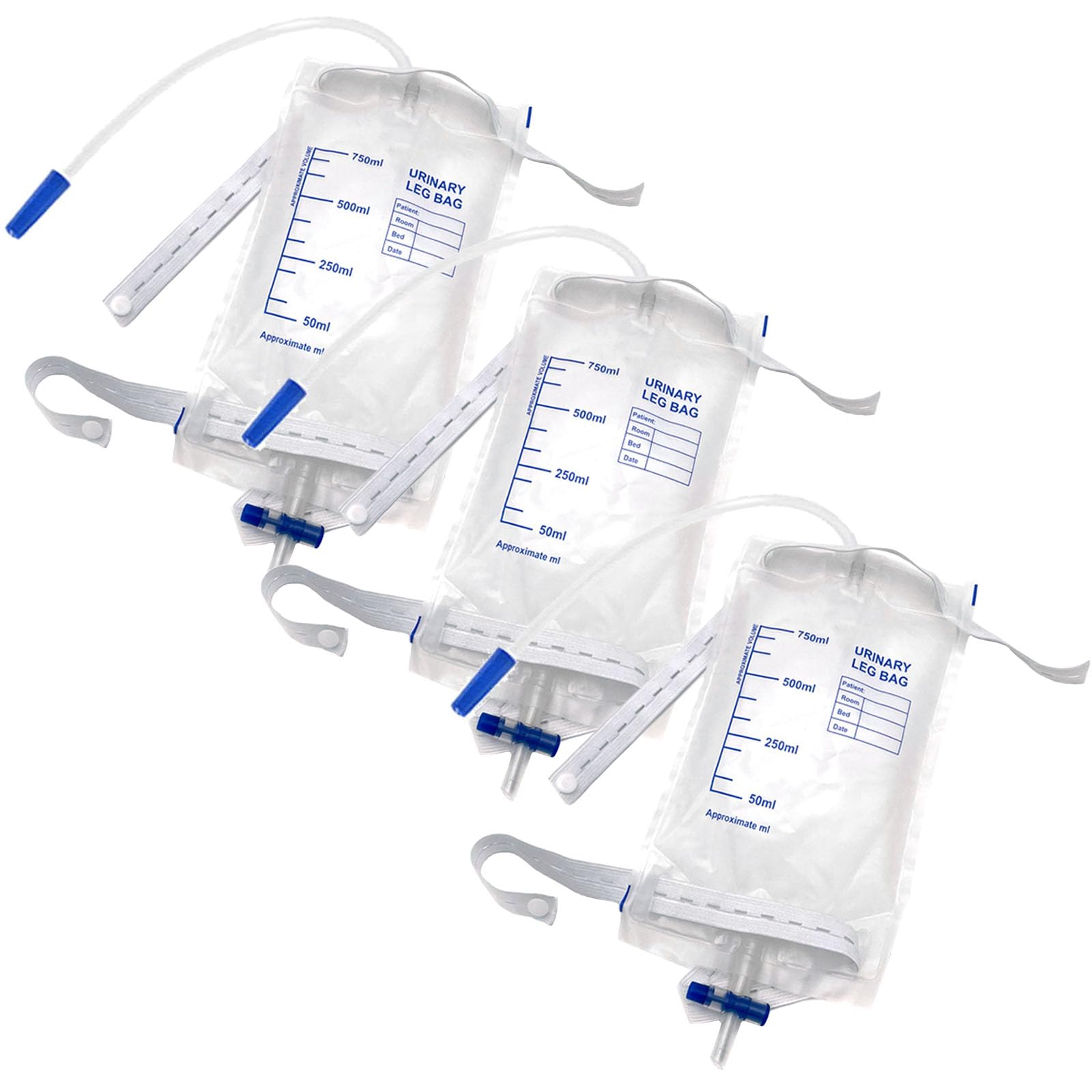Photo 1 of 3 Pack Leg Bags for Catheters with 2 Adjustable Elastic Straps, Large Capacity Catheter Leg Bags for Men and Women, Leg Urine Bags for Easy Flip Drain