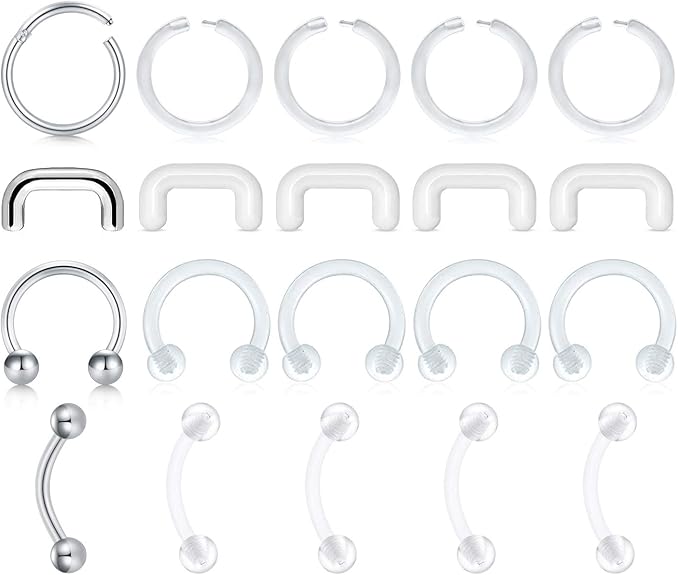 Piercing In Bioflex Trasparente - Per Labbro, Naso, Sopracciglio, Materiale Ipoallergenico E Comfortevole - Foto 3