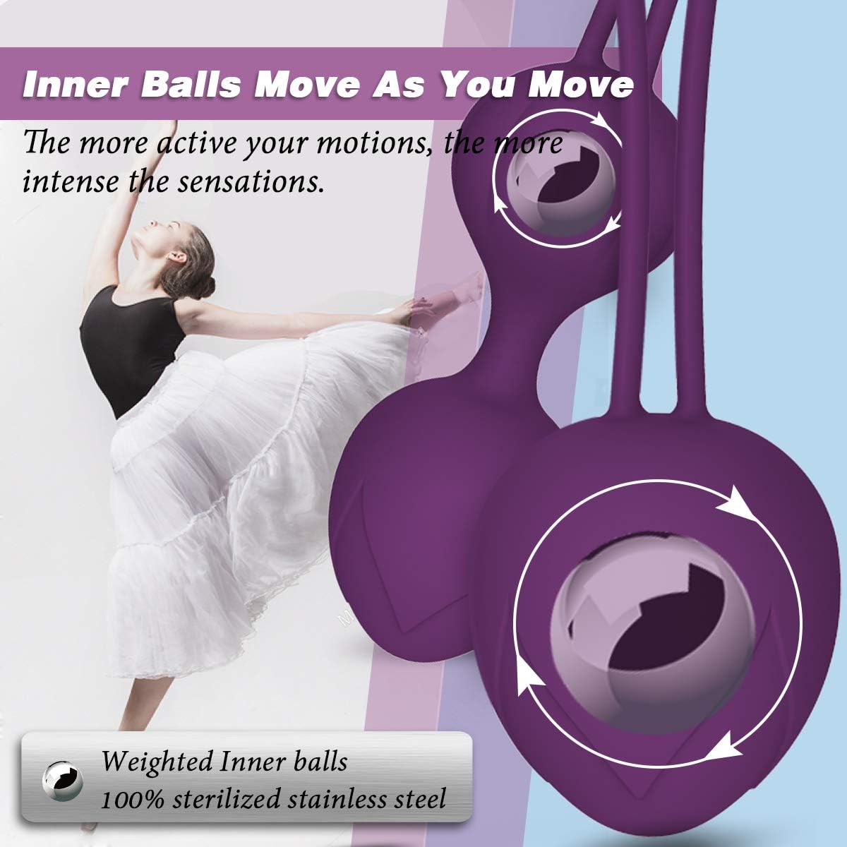Kegel Balls for Tightening, Ben Wa Balls for Women Pelvic Floor Strengthening Device and Bladder Control Exerciser (Purple, 3 Balls): Health & Personal Care