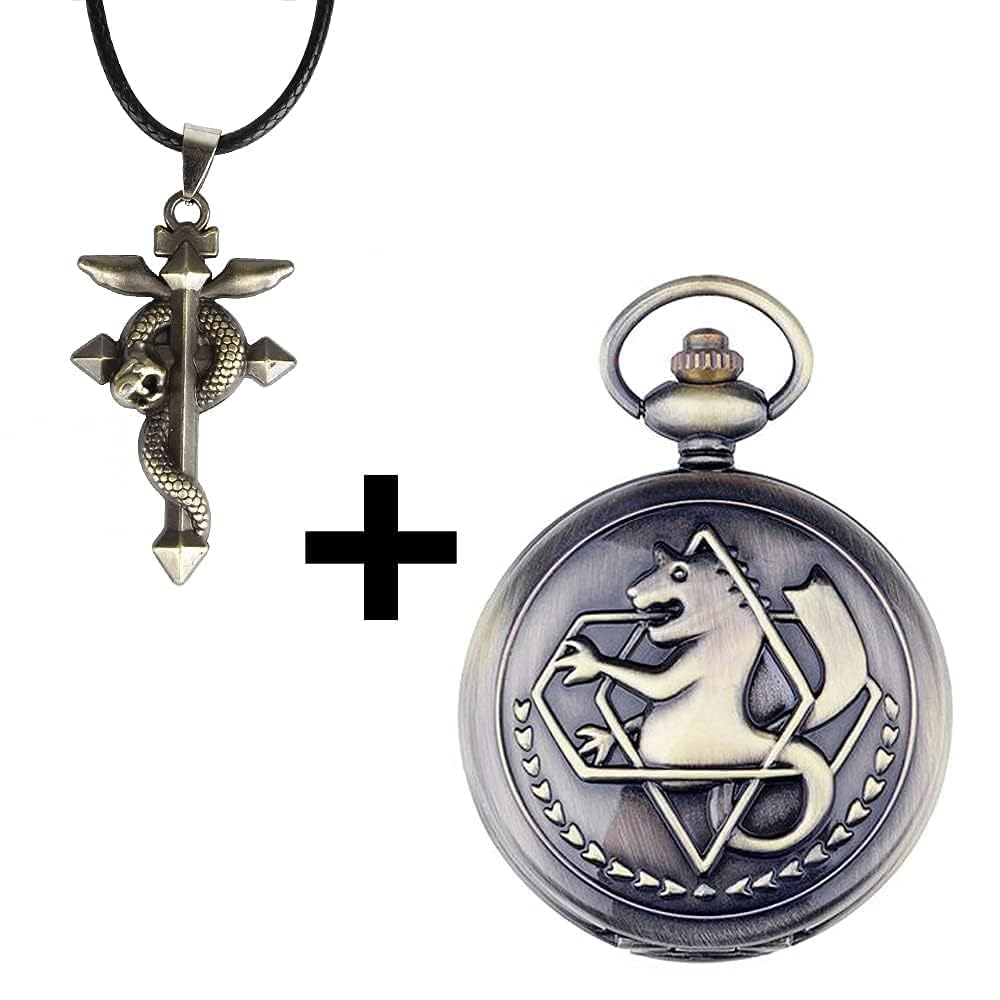 Tiong Nostalgia Movie Theme Design Alloy Quartz Pocket Watch with Chain Necklace Pendant & Gift Box