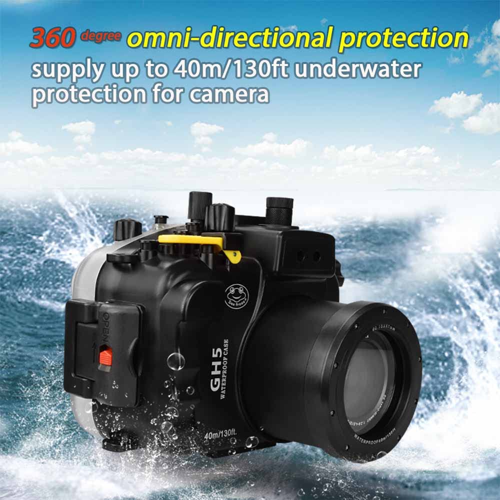 SeaFrogs Underwater Housing for Panasonic Lumix GH5/ GH5 S/ GH5 II 40M/130ft Waterproof Case w/ 67mm Red Filter