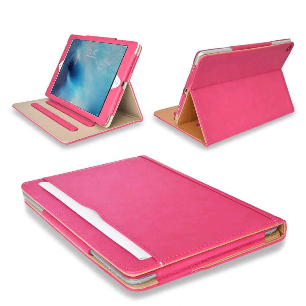 MOFRED Pink & Tan Apple iPad Executive Leather Case for Apple iPad Pro 12.9" (For 2015 & 2017 Versions)- Voted by"The Daily Telegraph" as #1 iPad Case! (iPad Models A1670, A1671, A1584, A1652)