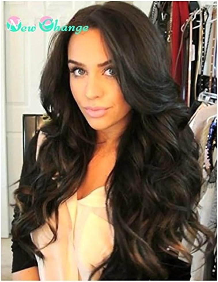 Wig Queen 200% Density Body Wave With Baby Hair With Bangs Glueless Silk Top Full Lace Wigs Free Part 8A Brazilian Virgin Human Hair Natural Hairline Bleached Knot Wigs For Women(18" nature color)