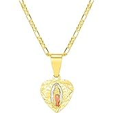 Luxe & Co. Jewelry Virgin Mary Guadalupe Necklace – 14K Gold Plated Heart Pendant, 22” Chain