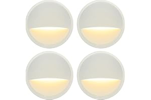 GKOLED Low Voltage LED Deck Light, Landscape Step Stair Railing Lights with 2W Integrated LED Chips, Die-cast Aluminum 12V AC/DC Accent Lighting Fixtures with White Powder Coated Finish, Pack of 4