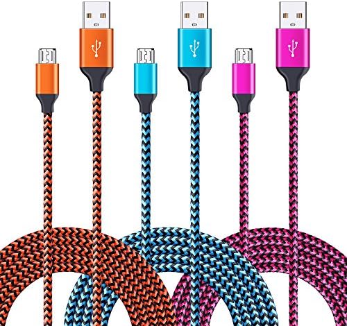 Android Charger Cable, Hootek 3Pack 6ft Nylon Braided Micro USB Cable Phone Charger Cord for Samsung Galaxy S7 S6 Edge J7 J5 J3, LG Aristo 3 2 Stylo 2 3 G4 K50 K30 K20 Plus, HTC, Motorola, Blaceberry
