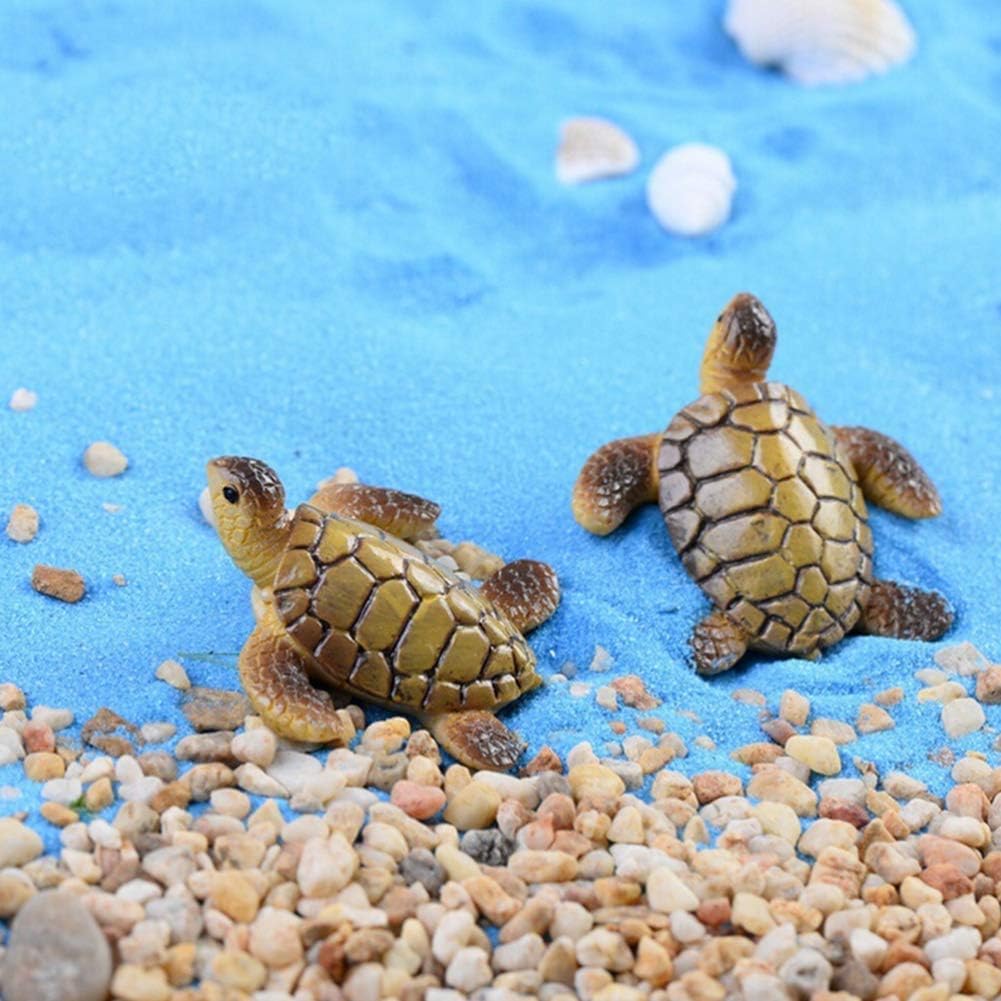 loinhgeo- Stage Patio Office 2Pcs Resin Turtle Model Miniature Fairy Garden Bonsai Dollhouse Figurine Decor