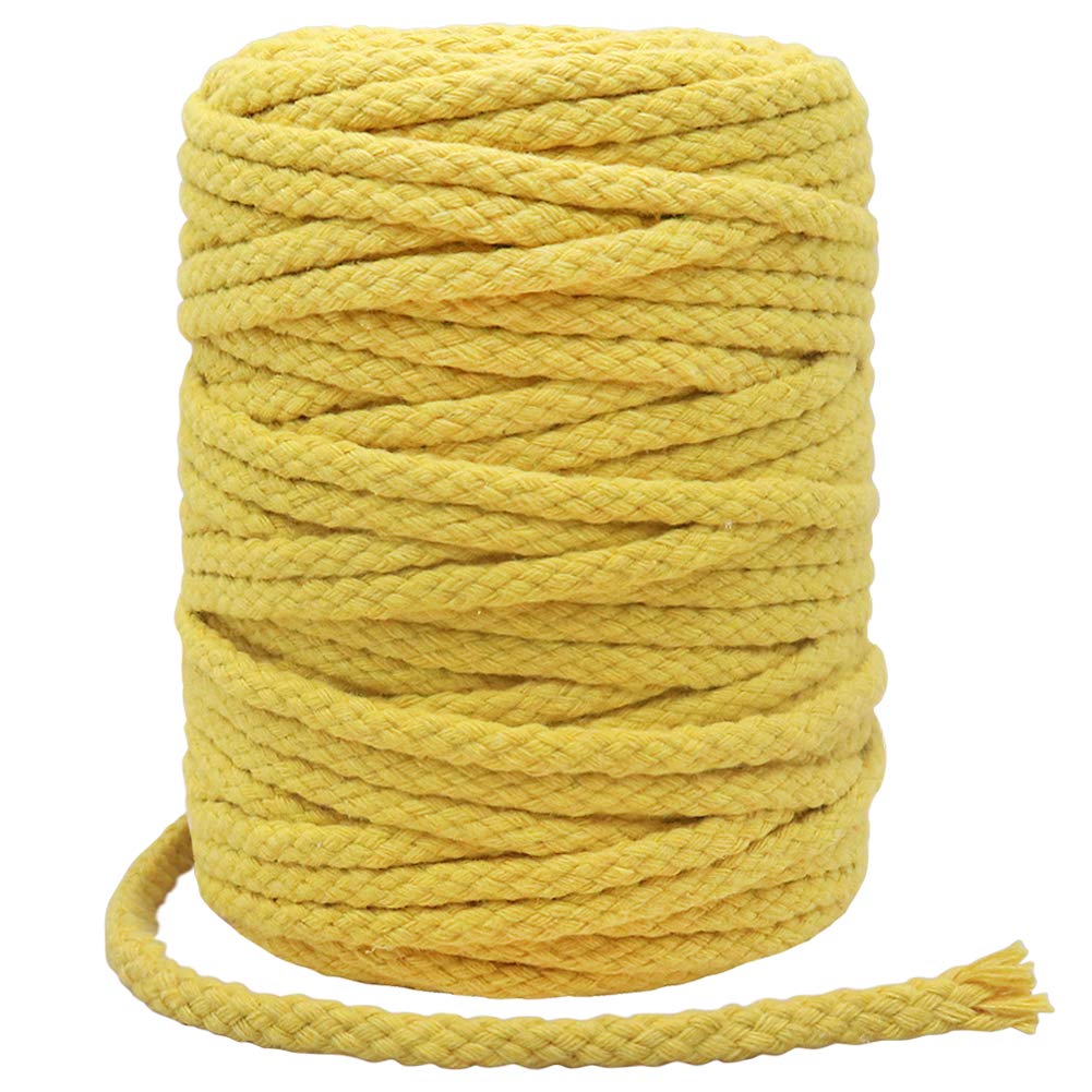 Vivifying 55 Yards 5mm Macrame Cord, Strong Cotton Macrame String for DIY Crafts, Gifts (Yellow)