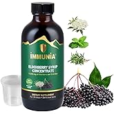 Immunia Elderberry Syrup Helps Strengthen The Immune System. Elderberry Concentrate with Elderflower, Thyme and Peppermint. No Sugar Added. Delicious Taste. 24 Days/Bottle. (1-Pack)