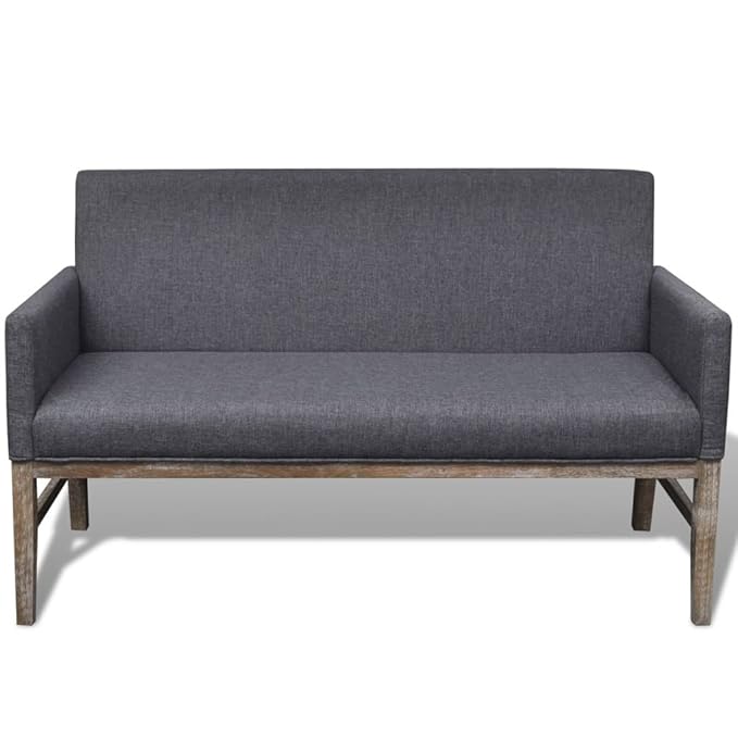 Canapé Convertible 3 Places Pouf Banco Tissu Gris Clair Et Gris Foncé