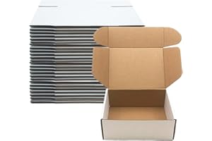 Livejun 8x6x3 inch Shipping Boxes Set of 25,White Corrugated Cardboard Box for Mailing Literature Mailer Small Business Packi