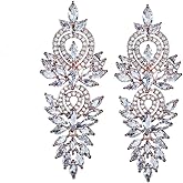 14K Gold Crystal Moissanite Long Drop Earrings for Women,Exquisite Design Hollow Crystal Dangle Earrings,Fashion Christmas Jewelry Gift for Mom,Girlfriend,Wife