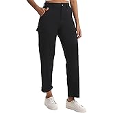 Women's Cargo Capri Pants - Stretch Hiking Cropped Pants with Pockets & Adjustable Hem for Casual Travel Work Golf