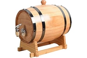 Wine Barrel 3L Oak Whiskey Barrel with Tap and Stand Wooden Aging Cask for Whiskey, Beer, Liquor Storage, Coffee Bar Decorati