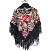 Leadigol Russian Style Muffler Warm Scarf with Tassel,Women's Traditional Scarf Wrap Tassel Shawl Tassel Scarf Long Women Wraps Big Size Printing Shawl Rectangular Fashion Scarves