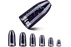 MadBite by Kastking Tungsten Worm Fishing Weights, 100% Tungsten, Sinks Quickly, Smaller Sized, Inline Attachment, for Texas Rig and Carolina Rig, Polished Opening